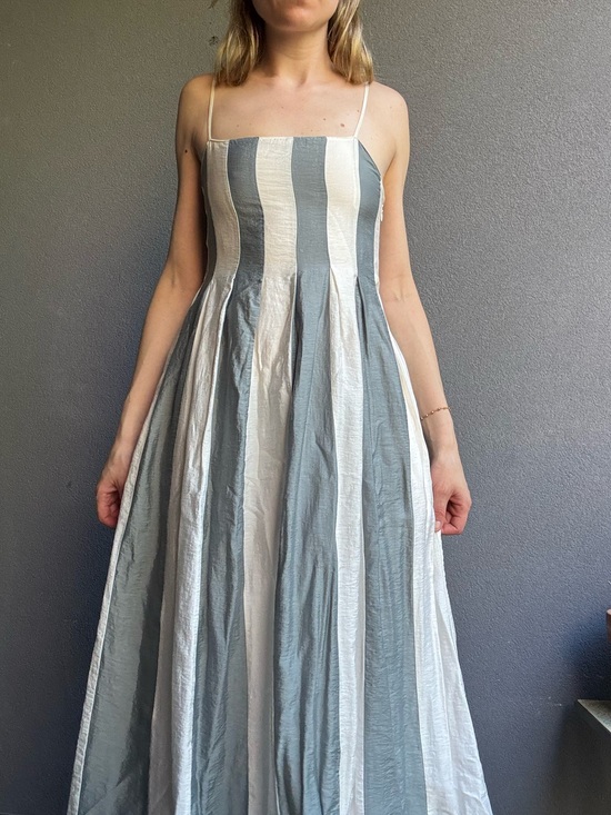 Madewell Dresses & Skirts - Madewell Striped Spaghetti‑Strap Maxi Dress in Gray and White - Size 0